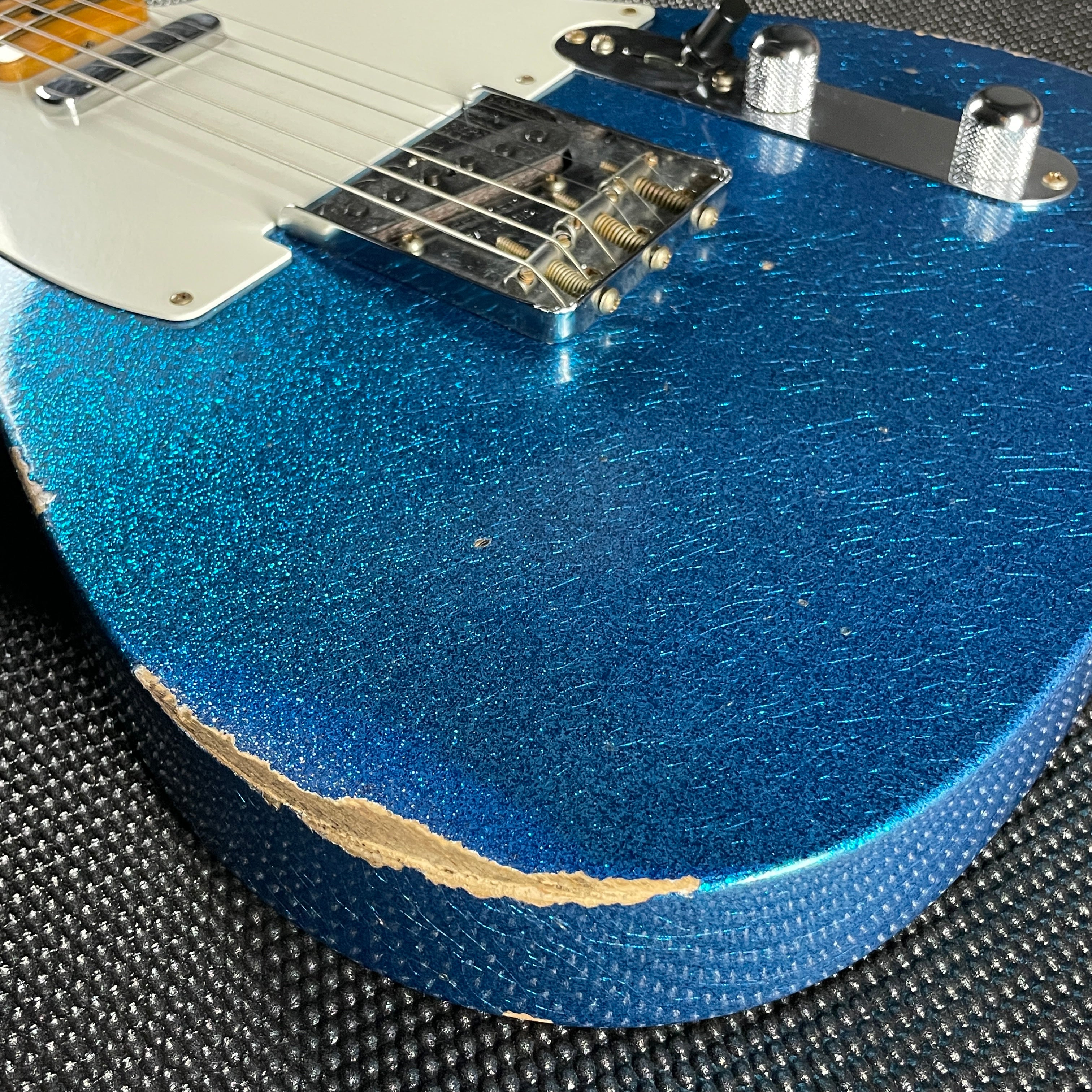 Fender Custom Shop LTD 1955 Telecaster, Relic- Aged Blue Sparkle (7lbs 8oz) - Metronome Music Inc.